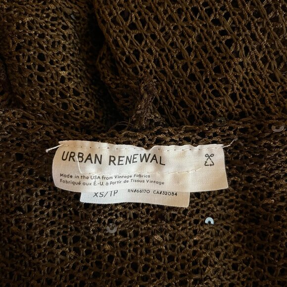 Urban Renewal Size XS Brown Open Knit Cropped Cardigan Sweater Wrap Tie - Picture 3 of 15